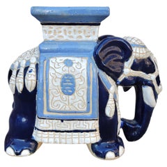 Retro Elephant Shaped Ceramic Garden Stool or Plant Stand, Belgium, 1960s