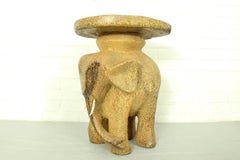 Vintage Elephant Sidetable Stool Plant Stand in Palmwood, 1960s