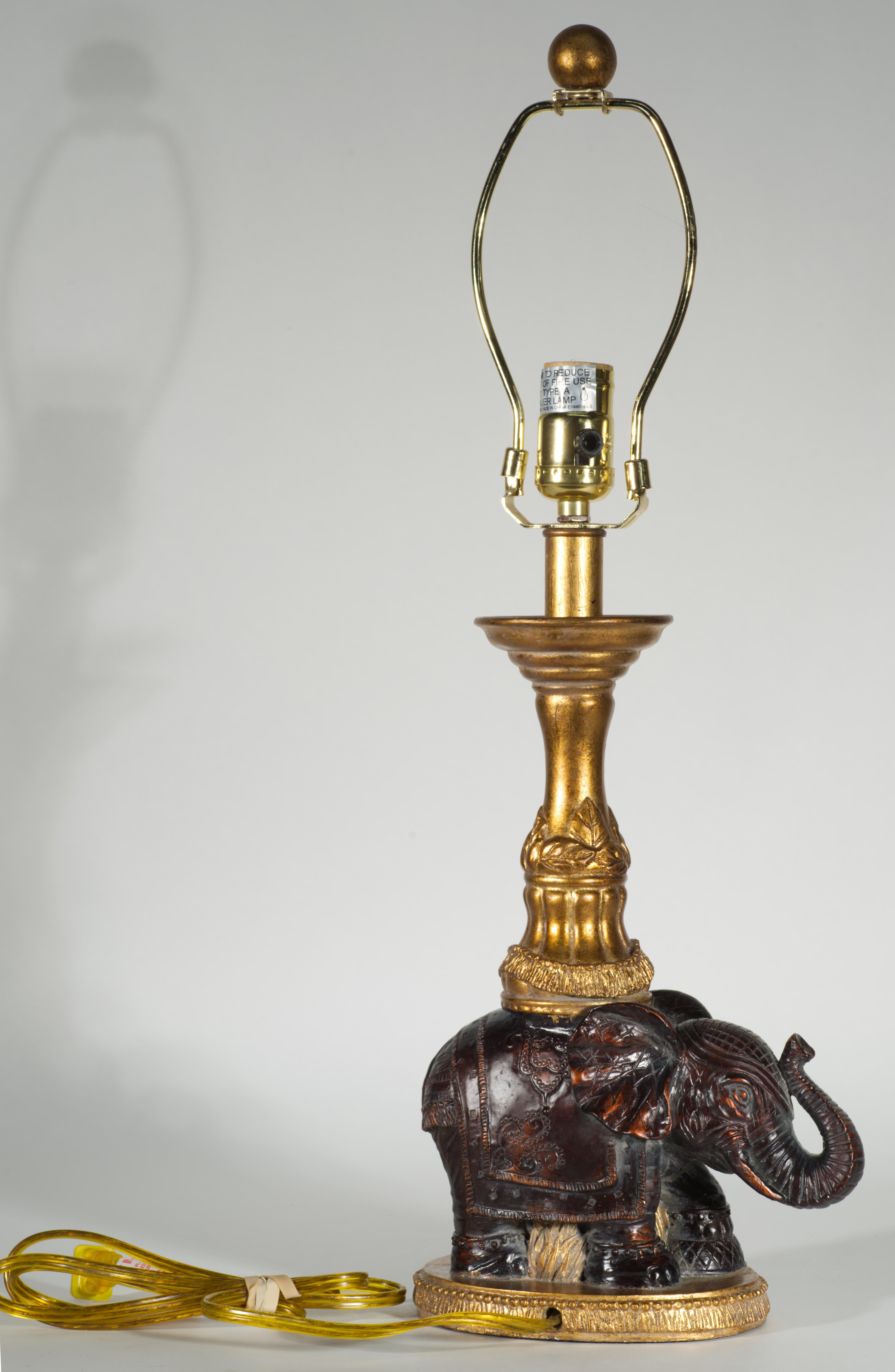 20th Century Vintage Elephant Table Lamp in Style of Maitland Smith For Sale