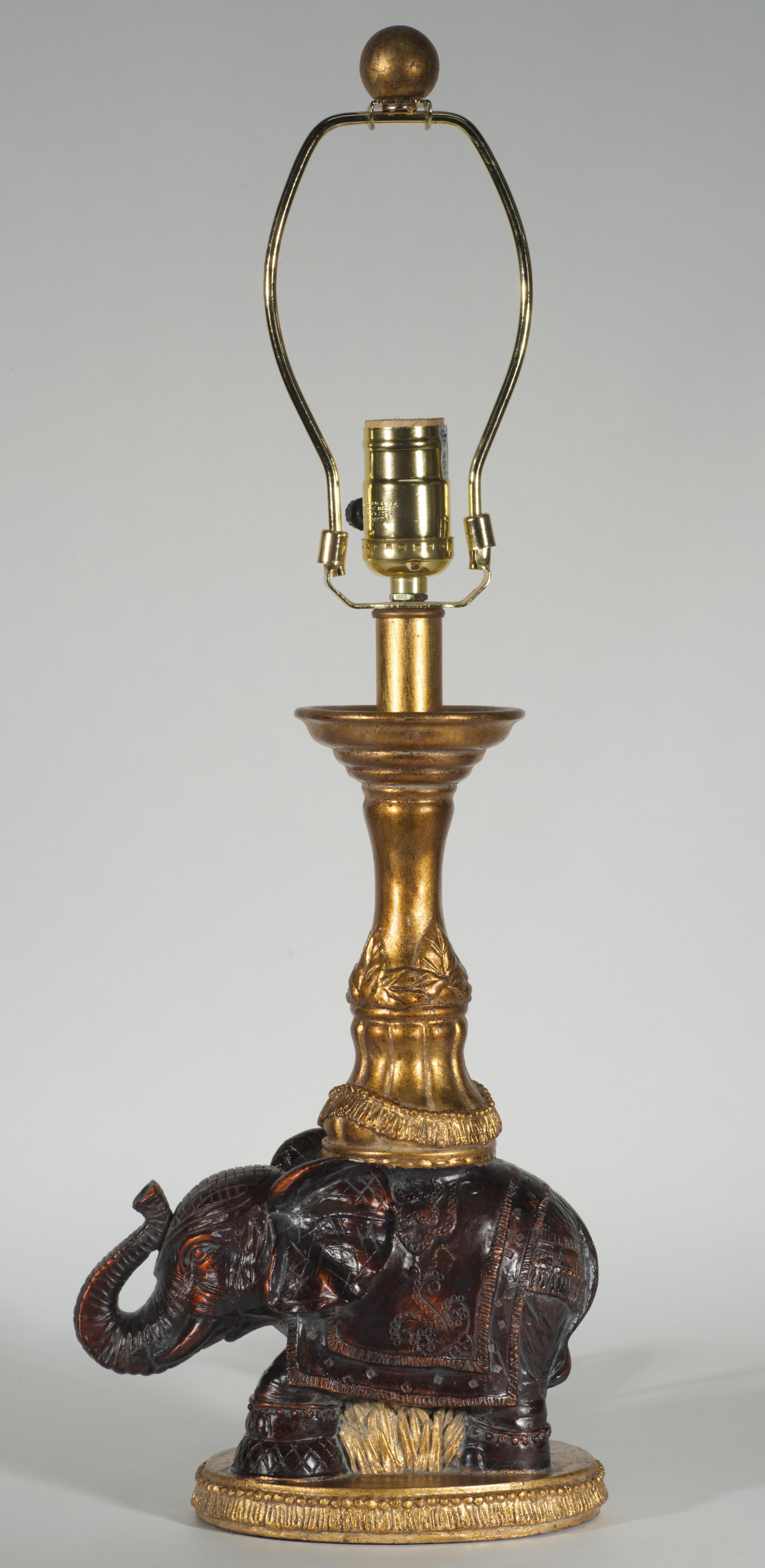 Vintage Elephant Table Lamp in Style of Maitland Smith For Sale 1