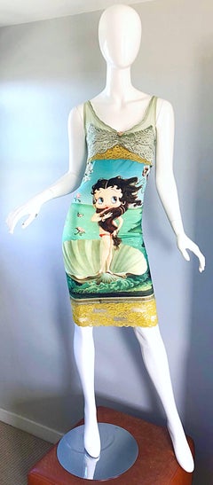 Vintage Eletra Casadei 90s Size Large Betty Boop Birth of Venus Novelty Dress