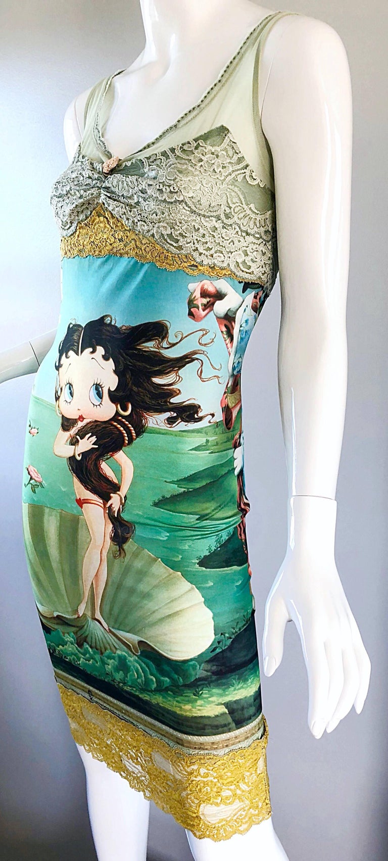 Vintage Eletra Casadei 90s Size Large Betty Boop Birth of Venus Novelty Dress For Sale 1