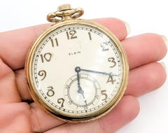 Orologio da tasca d'epoca Elgin 15 Jewell con placca d'oro 42,5 mm