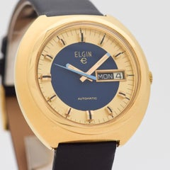 Vintage Elgin Automatic Day-Date Base Metal and Stainless Steel Watch, 1970s