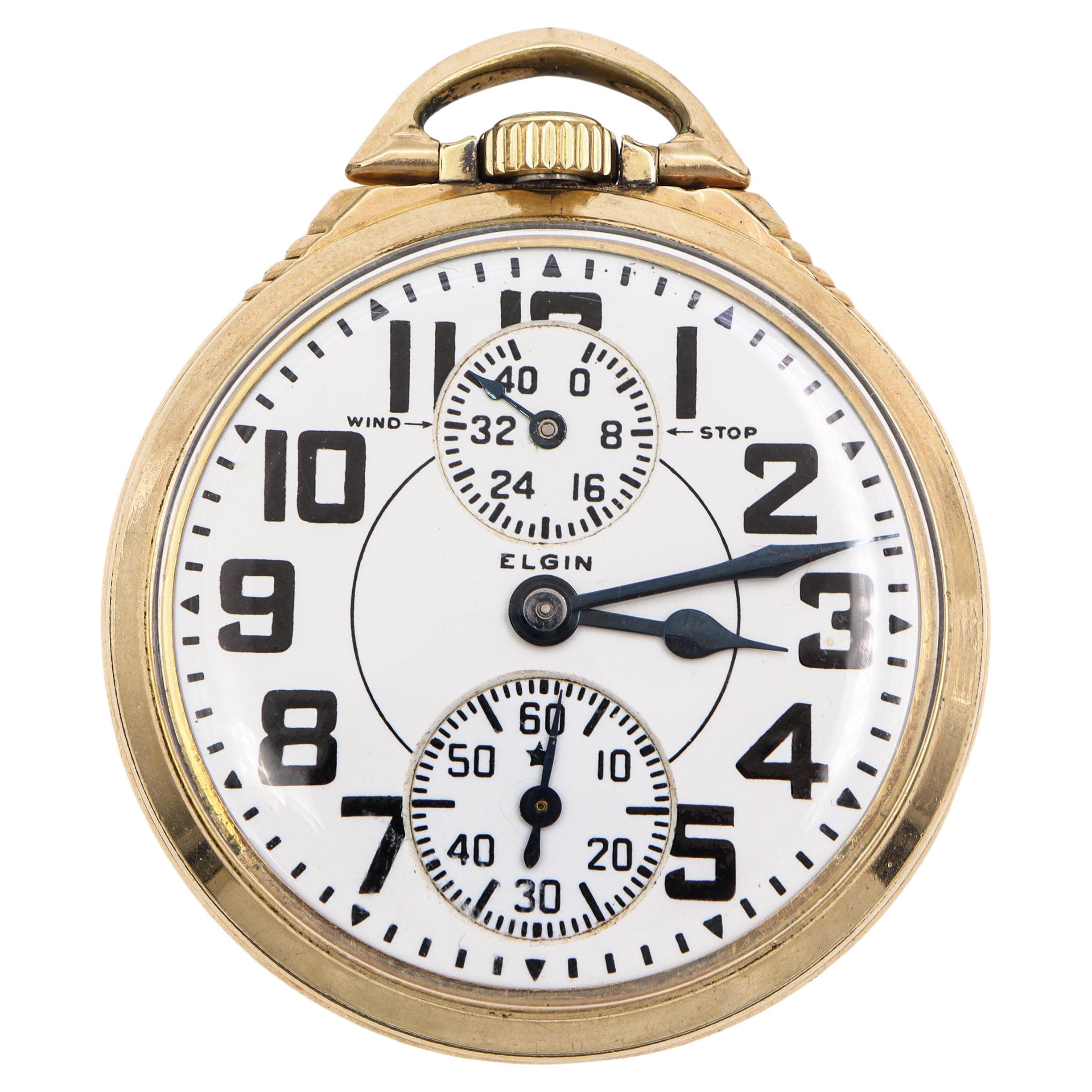 Vintage Elgin B.W. Montre de poche Raymond Wind Indicator 23 Jewell Railroad Grade