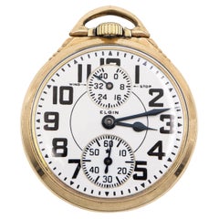 Vintage Elgin B.W. Montre de poche Raymond Wind Indicator 23 Jewell Railroad Grade