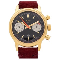 Vintage Elgin Chronograph Yellow Gold-Plated and Base Metal Watch, 1970s