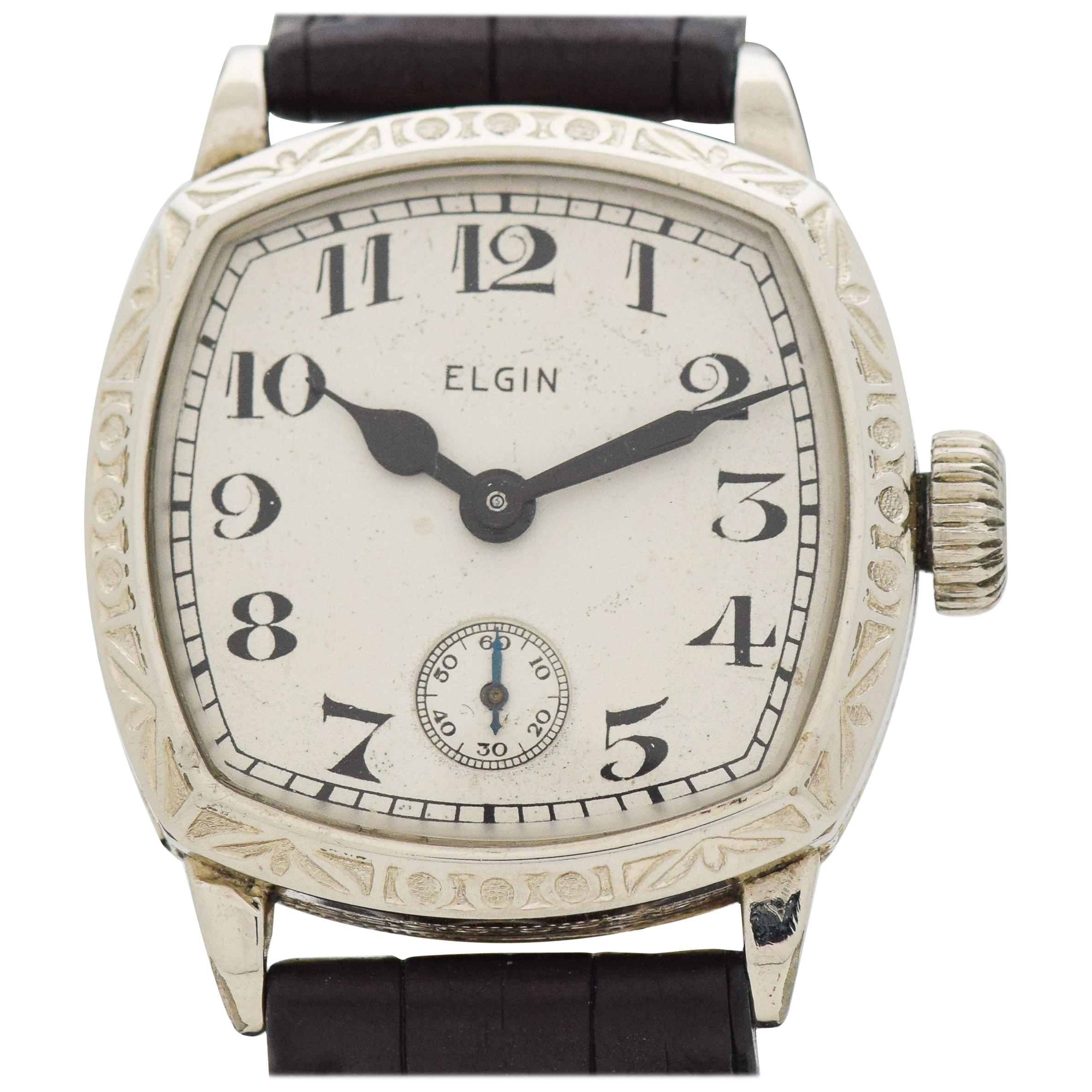 Vintage Elgin Cushion-Shaped Watch, 1929 For Sale