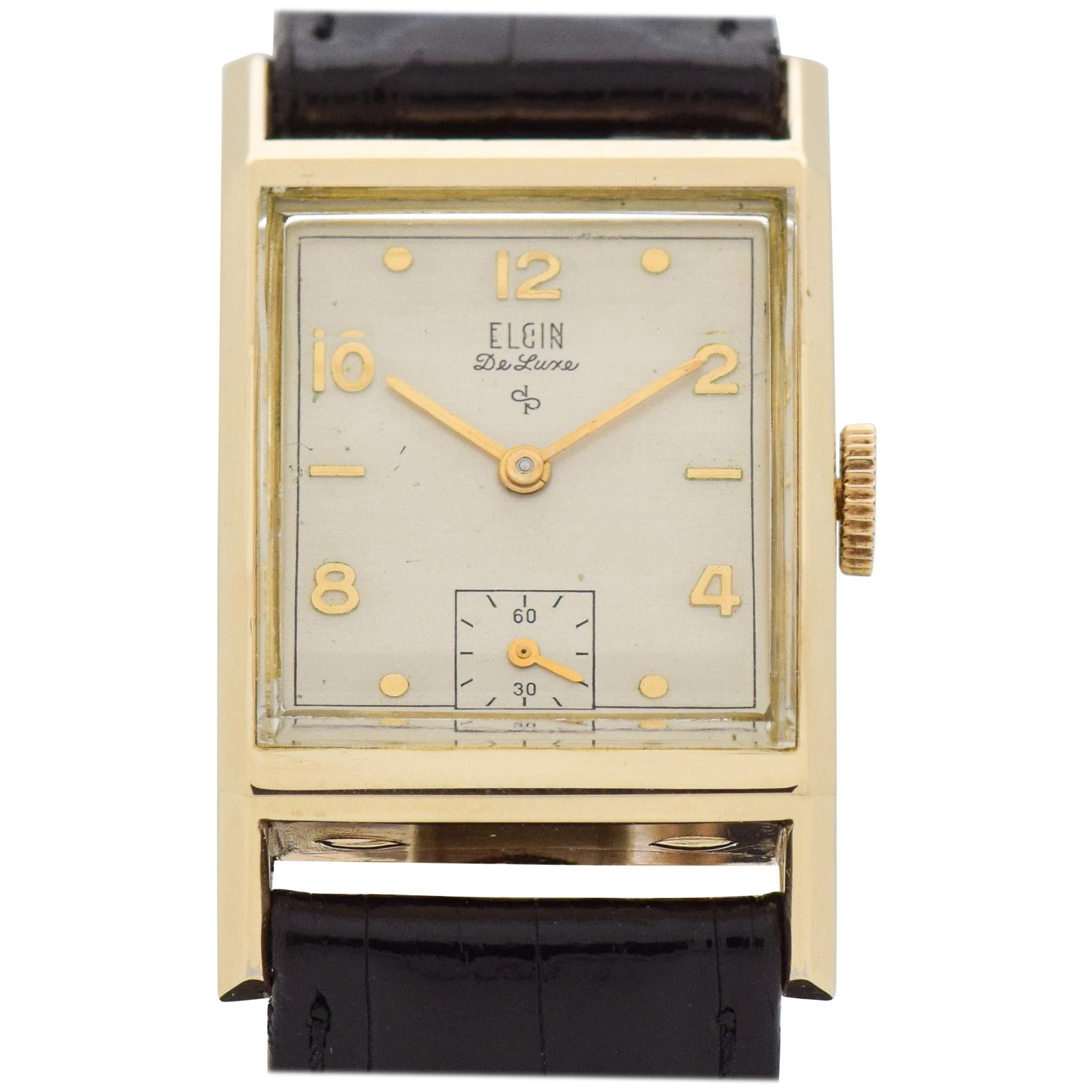Vintage Elgin Deluxe Rectangular-Shaped Watch, 1948 For Sale
