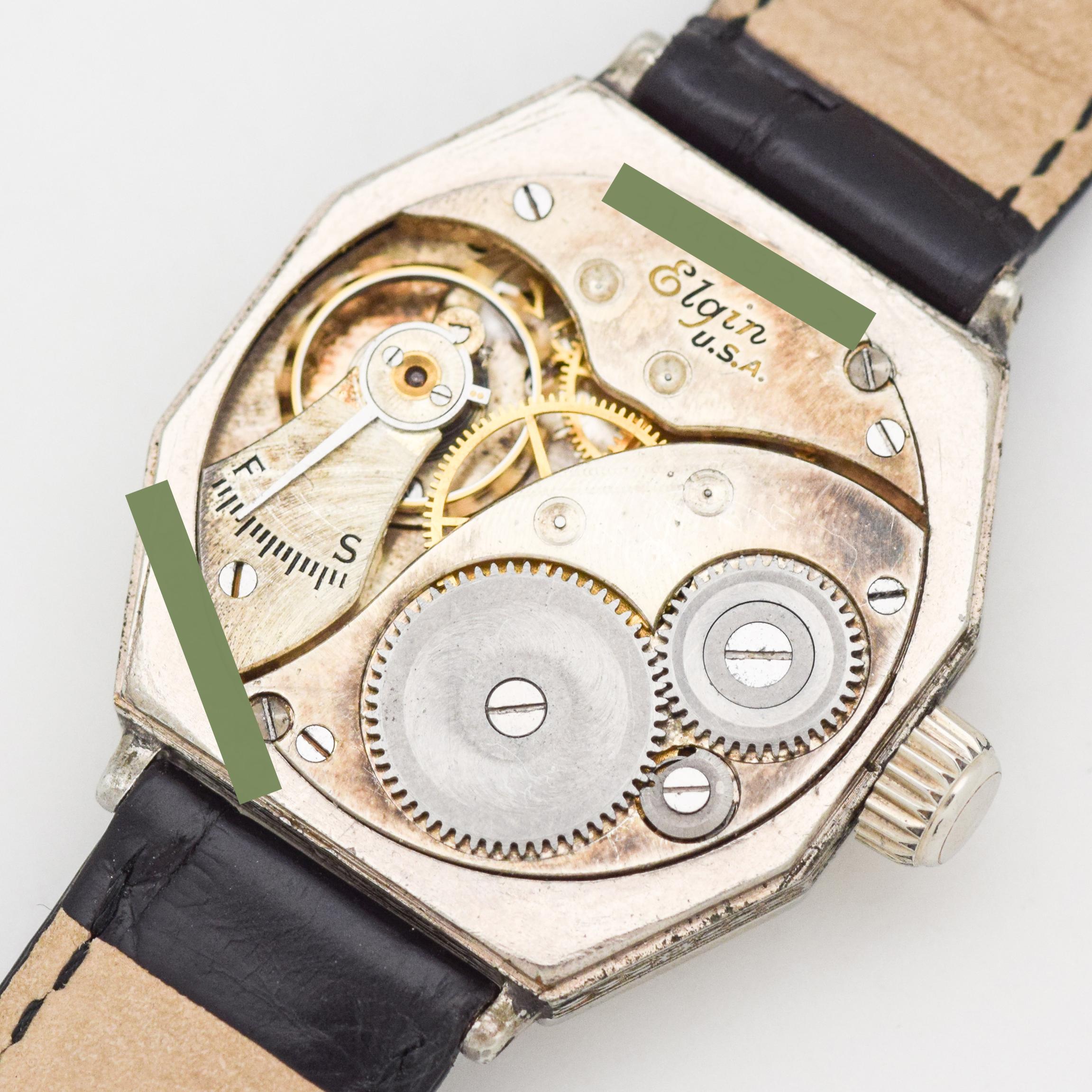 Vintage Elgin Octagonal-Shaped Nickle Watch, 1928 5