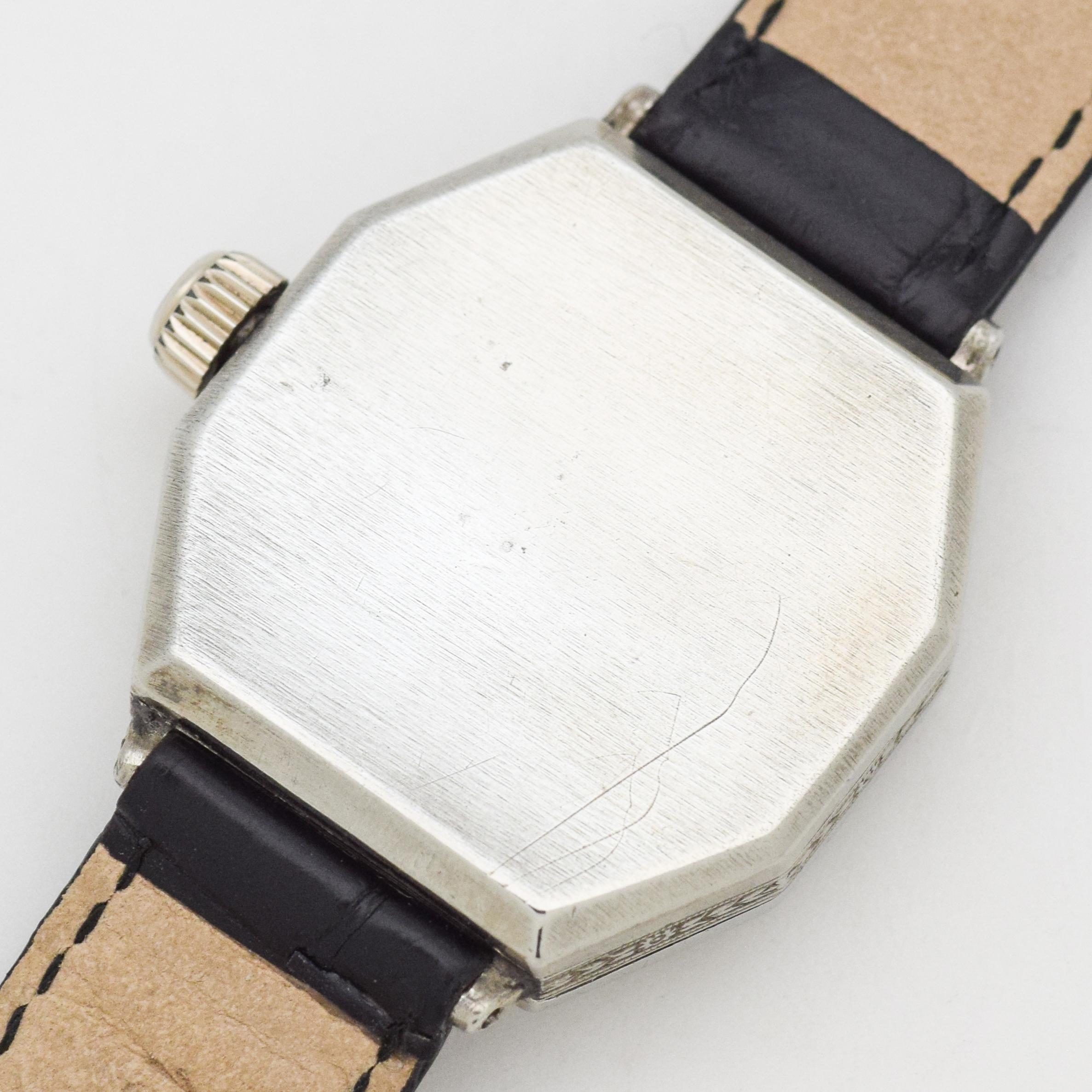 Vintage Elgin Octagonal-Shaped Nickle Watch, 1928 In Excellent Condition In Beverly Hills, CA