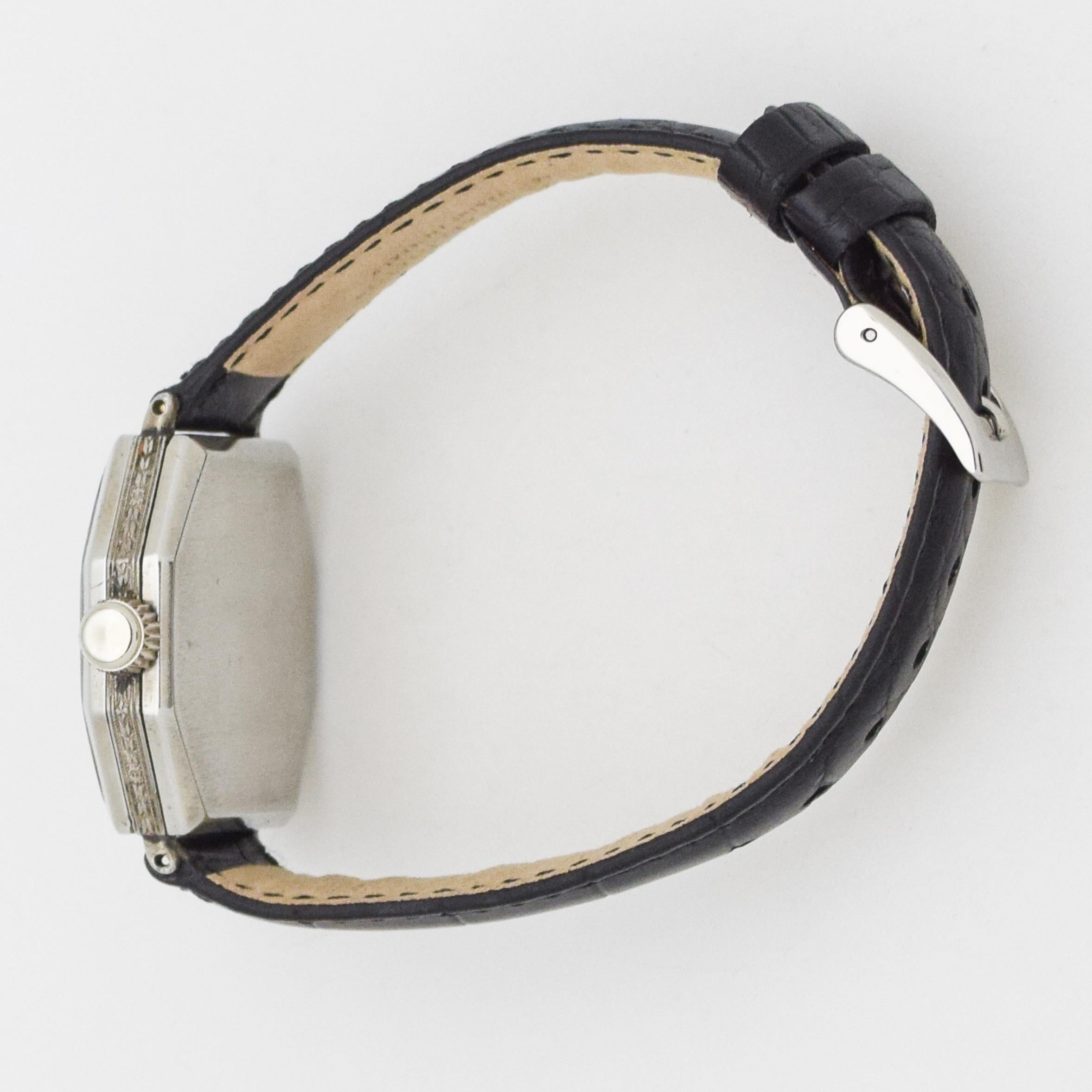 Women's or Men's Vintage Elgin Octagonal-Shaped Nickle Watch, 1928