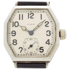 Vintage Elgin Octagonal-Shaped Nickle Watch, 1928