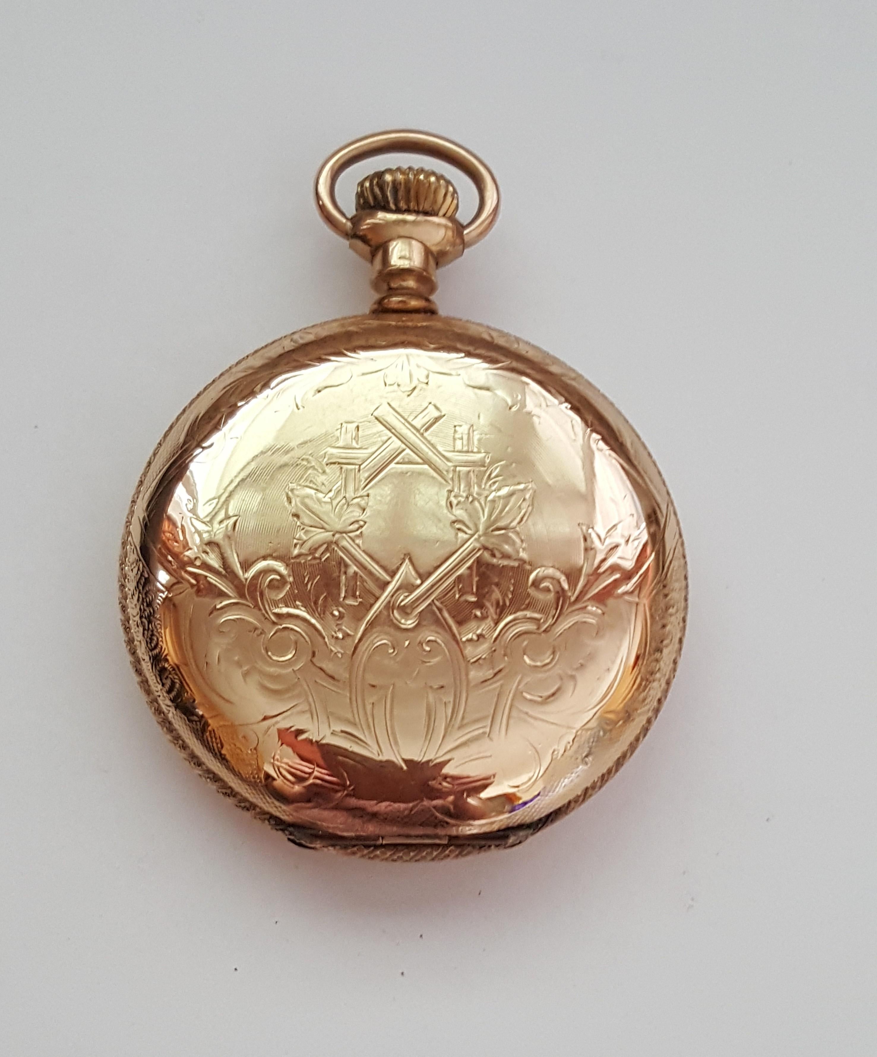 Vintage Elgin Pocket Watch, Yellow Gold-Plated, Case, Year 1893, 7 Jewel 1