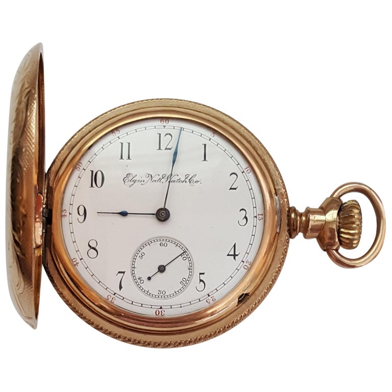 Vintage Elgin Pocket Watch, Yellow GoldPlated, Case, Year 1893, 7