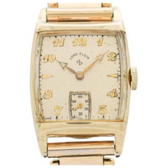 Vintage Elgin Rectangular-shaped 14 Karat Yellow Gold Filled Watch, 1949