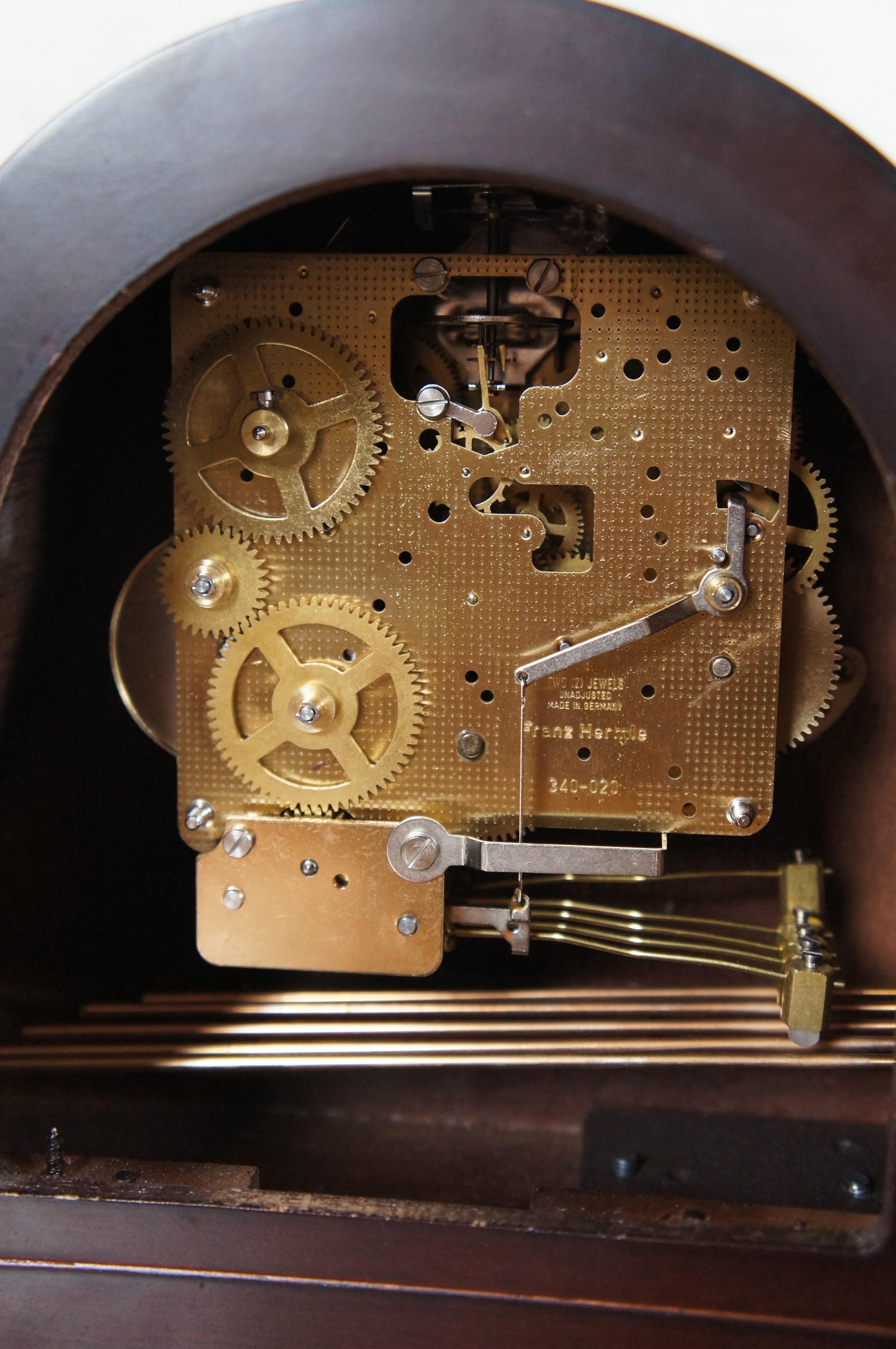 Vintage Elgin Welby Mahogany Humpback Mantel Clock Franz Hermle Germany 4