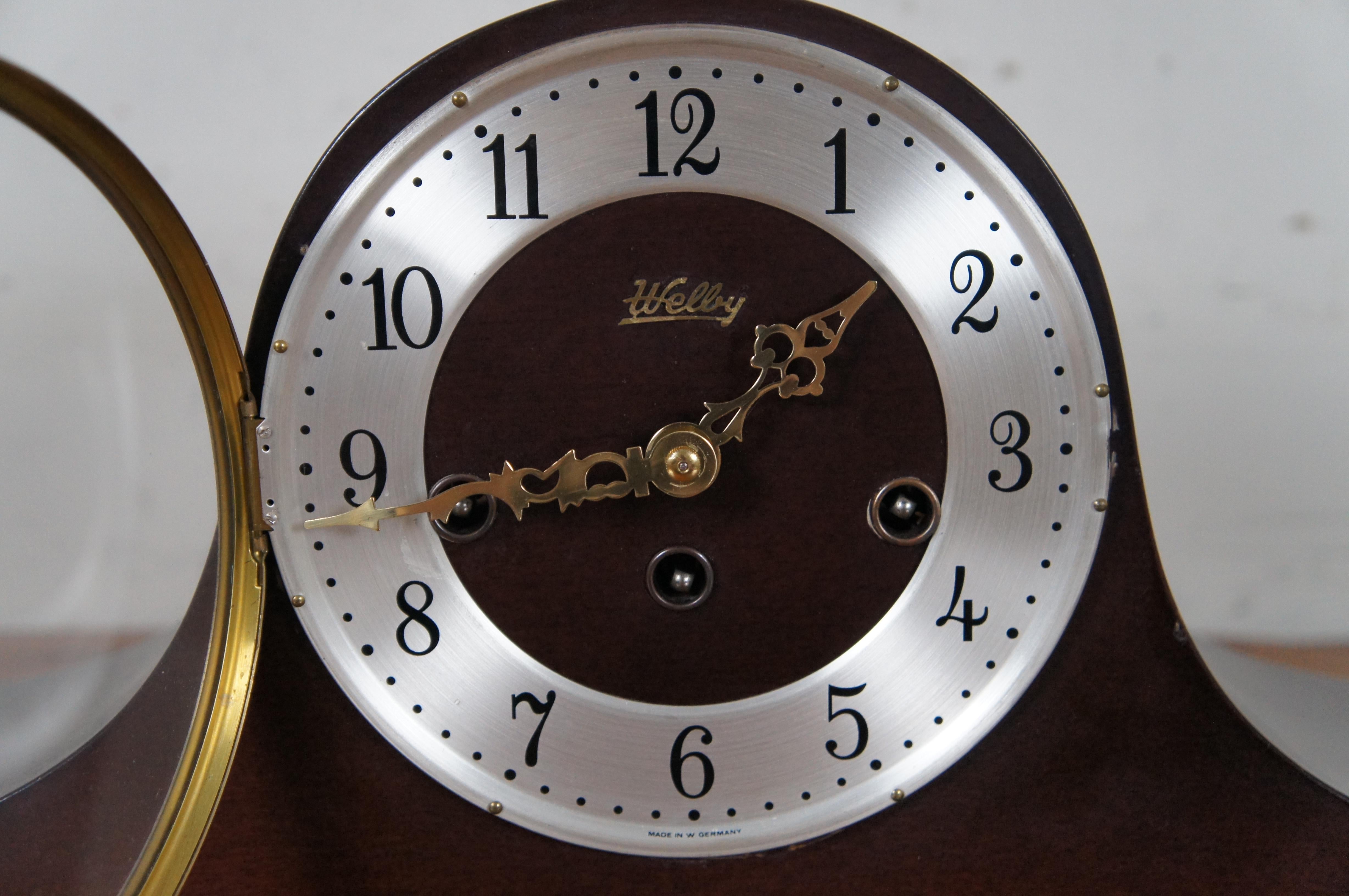 Vintage Elgin Welby Mahogany Humpback Mantel Clock Franz Hermle Germany 1