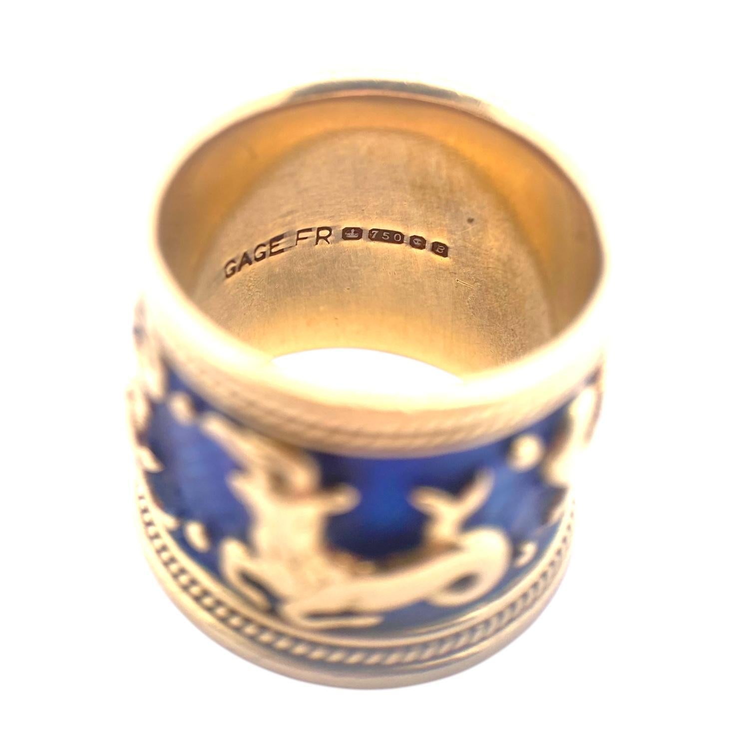 Vintage Elizabeth Gage Capricorn Zodiac Enamel Band Ring 1