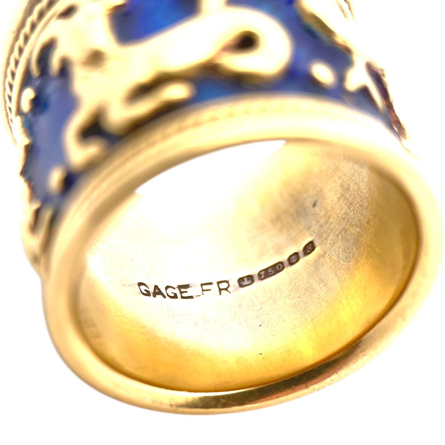 Vintage Elizabeth Gage Capricorn Zodiac Enamel Band Ring 3