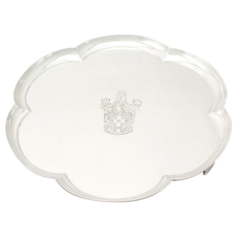 Vintage Elizabeth II George I Style English Sterling Silver Salver For Sale at 1stDibs Vintage Elizabeth II George I Style... 