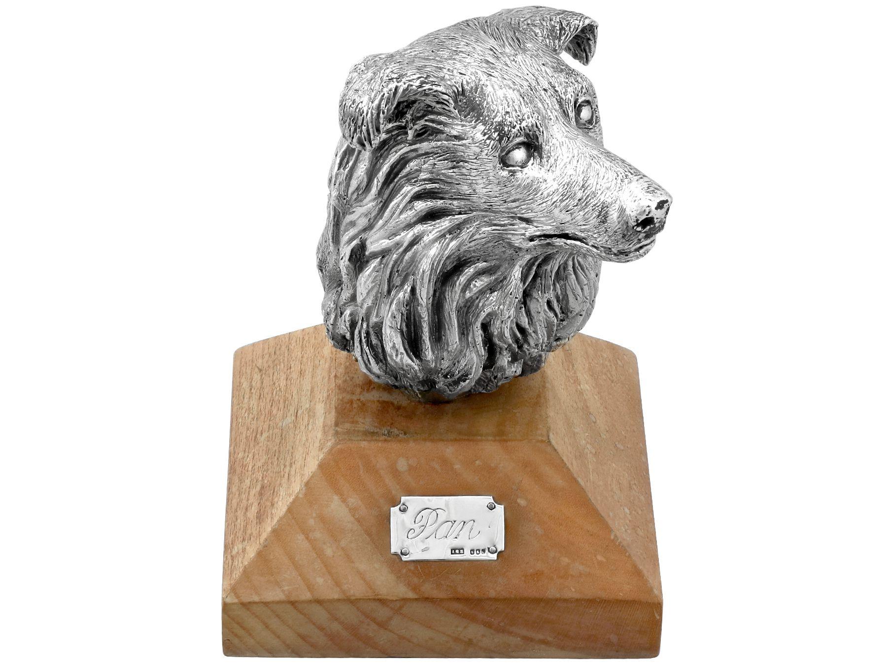 Vintage Scottish Sterling Silver Dog Paperweight In Excellent Condition For Sale In Jesmond, Newcastle Upon Tyne