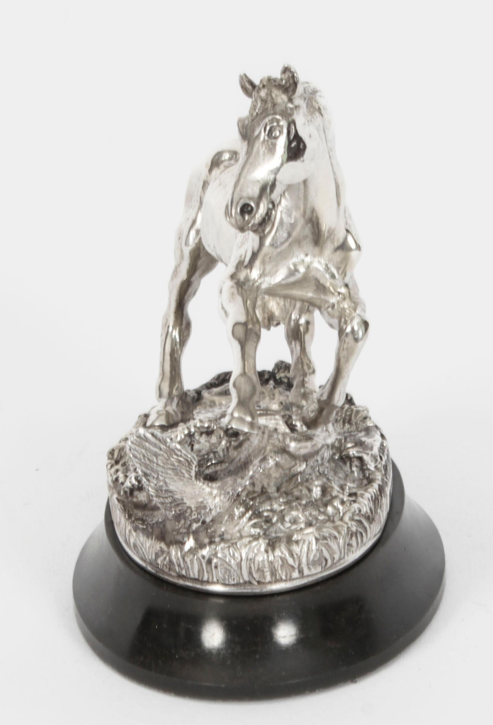 Vintage Elizabeth II Sterling Silver Figure of a Horse 1977 20th C For Sale 2