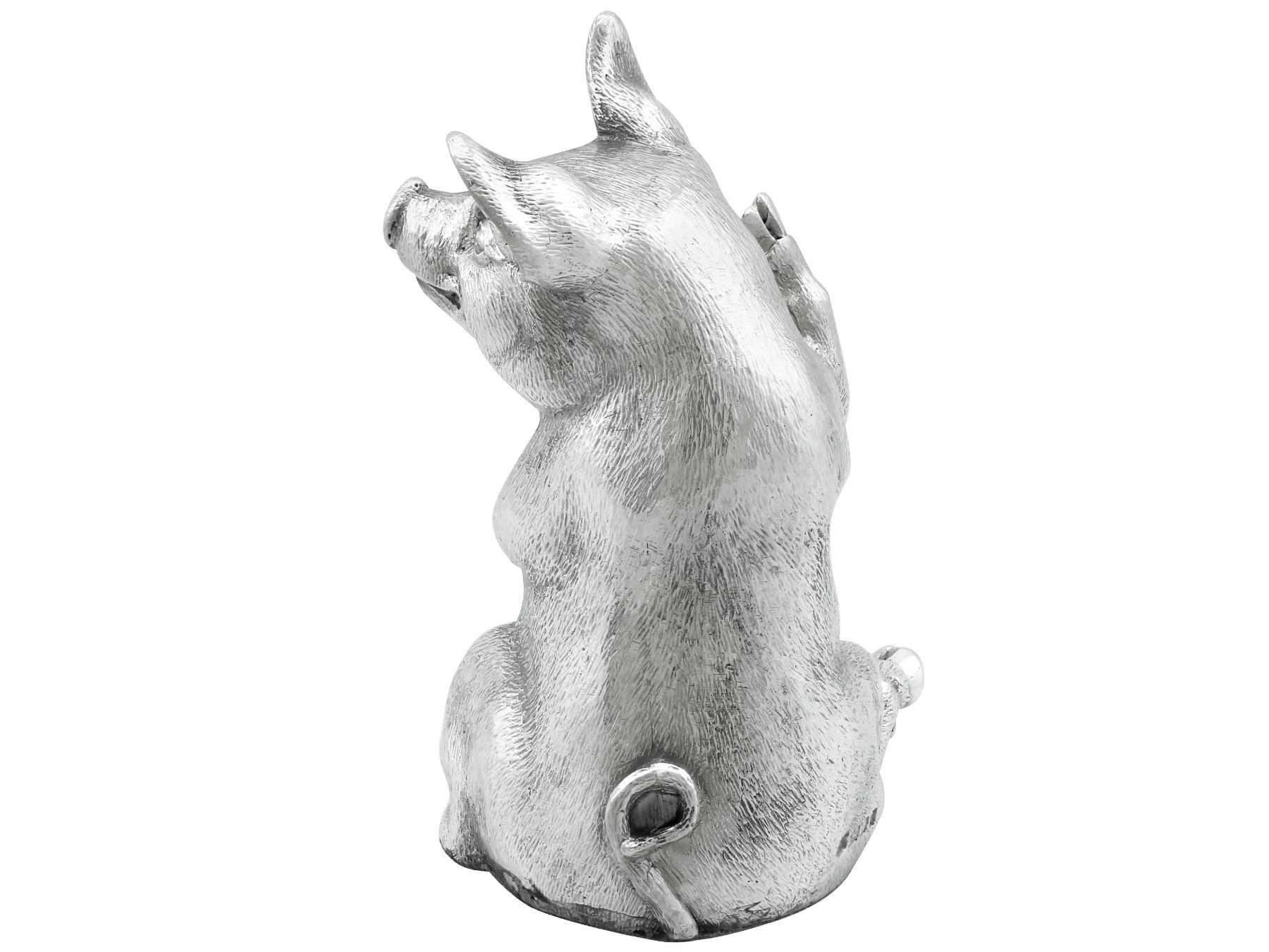 Late 20th Century Vintage Sterling Silver Paperweight / Model of Pig For Sale