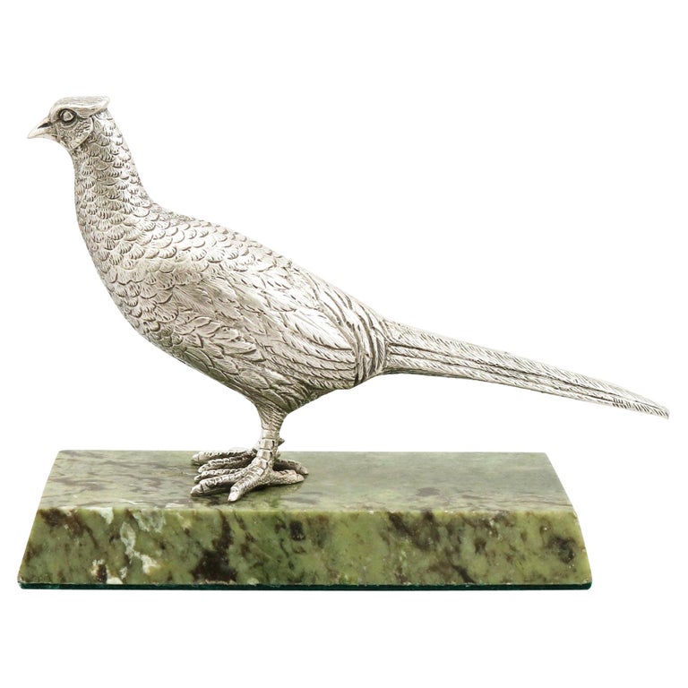 Vintage Elizabeth II Sterling Silver Pheasant Hen For Sale at 1stdibs