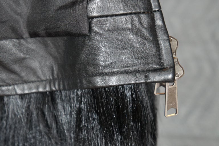 Vintage Elizabeth and James Black Goat Rabbit Fur Lamb Leather Jacket ...