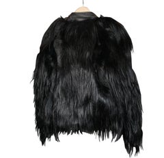 Vintage Elizabeth & James Black Goat Rabbit Fur Lamb Leather Jacket Coat S