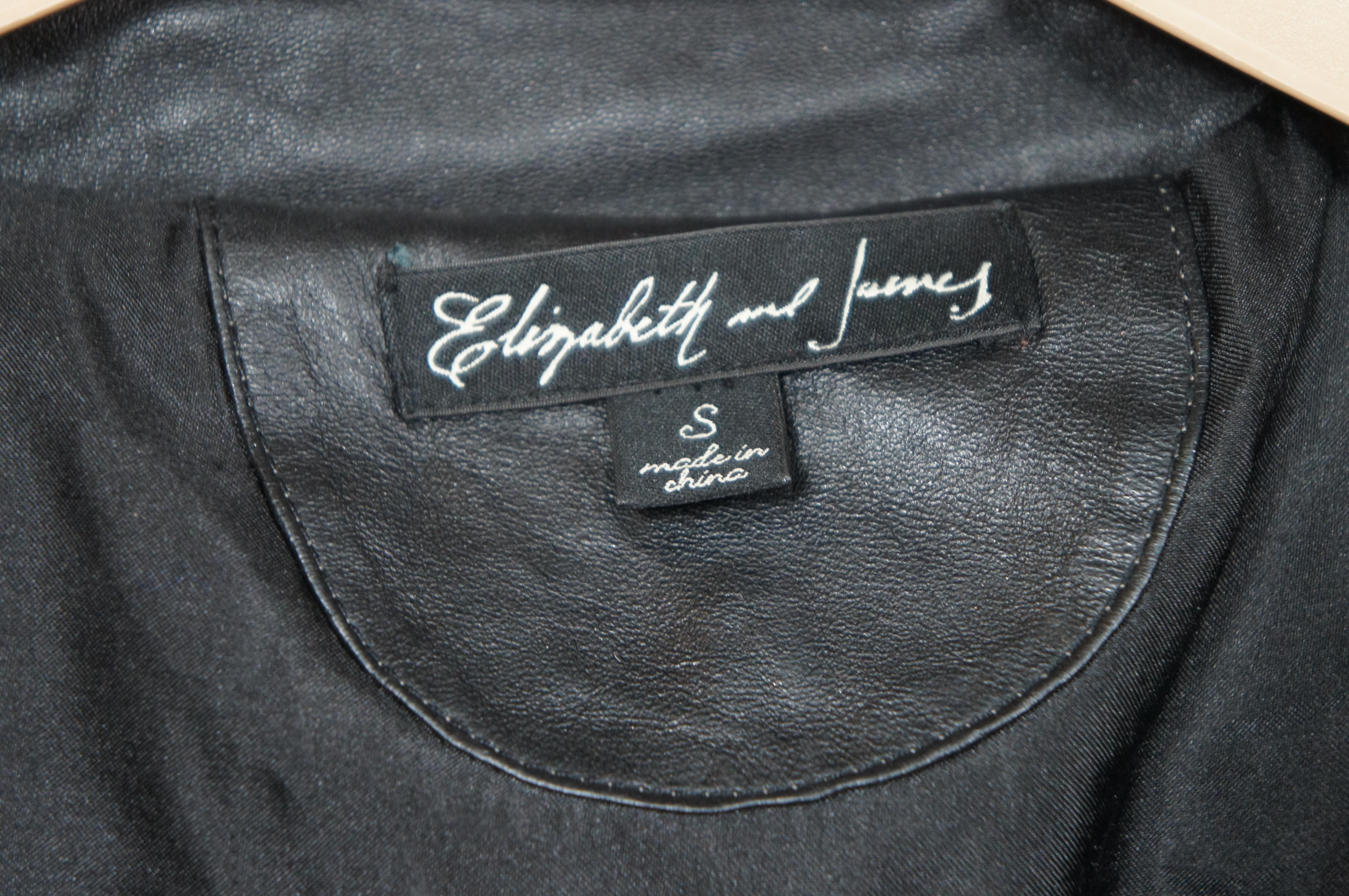 Vintage Elizabeth & James Black Goat Rabbit Fur Lamb Leather Jacket Coat S 2