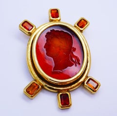 Vintage Elizabeth Locke Brooch Pin 18k Gold Citrine