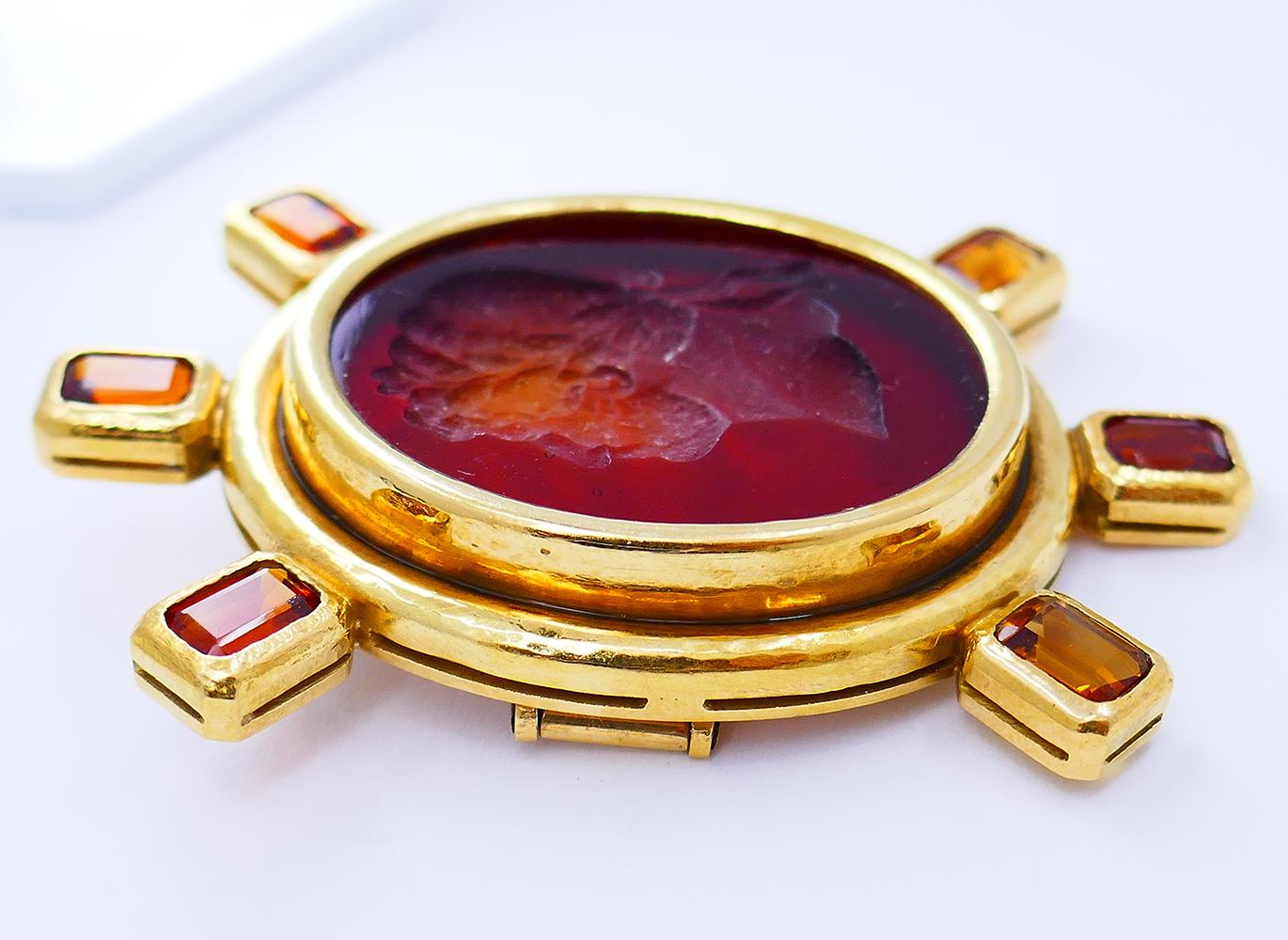 Alfiler broche vintage Elizabeth Locke Oro 18k Citrino en Bueno estado para la venta en Beverly Hills, CA