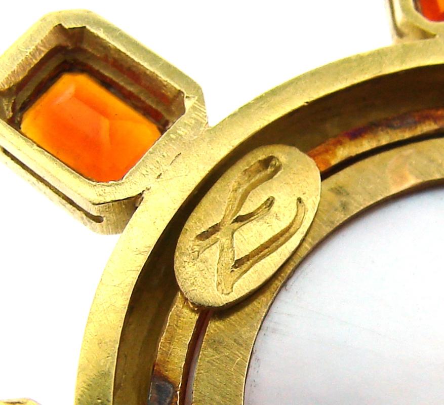 Alfiler broche vintage Elizabeth Locke Oro 18k Citrino en venta 1