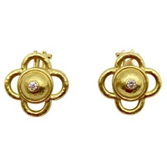 Orecchini d
epoca Elizabeth Locke a forma di quadrifoglio in oro 18 carati e diamanti