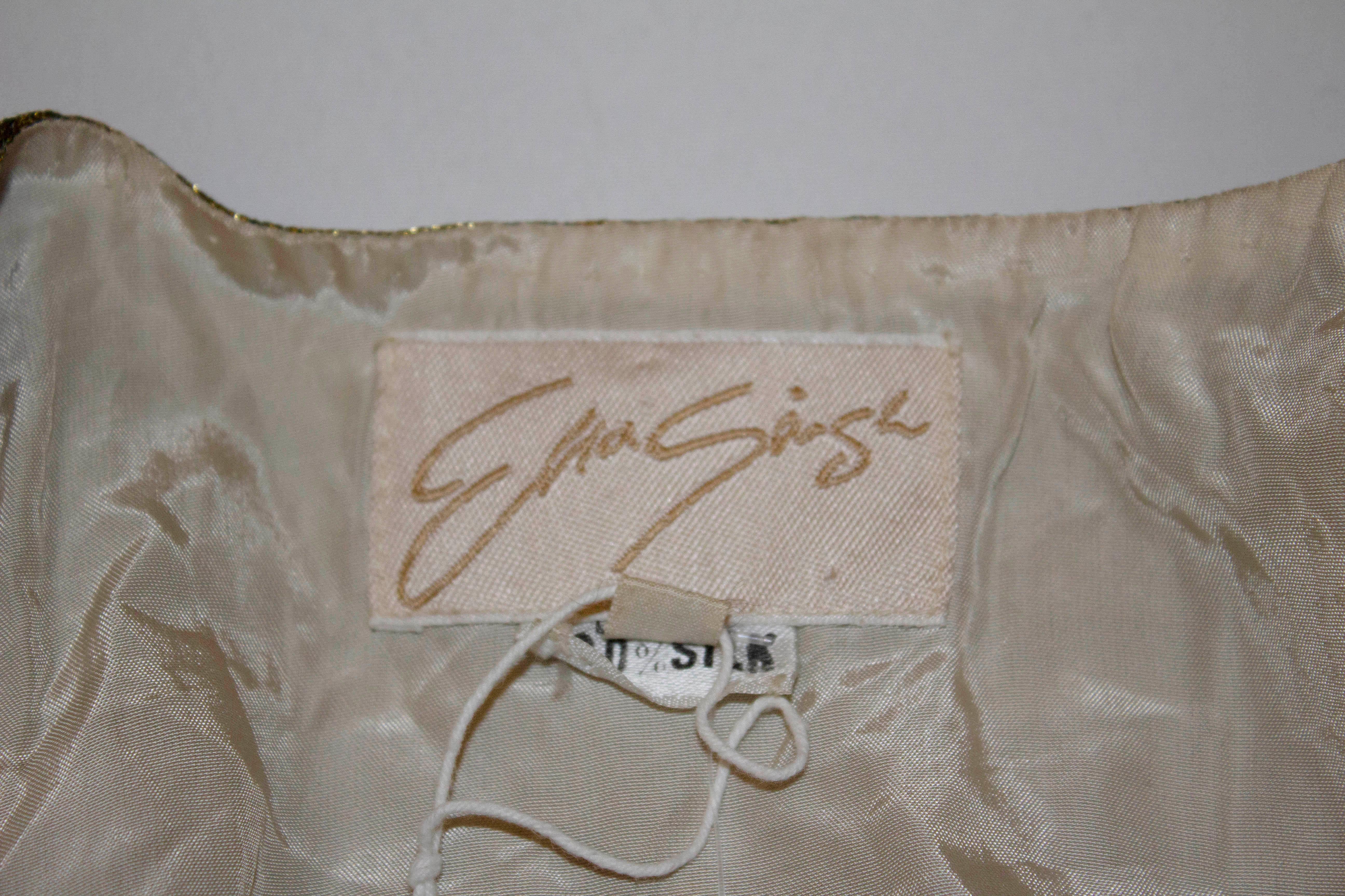Brown Vintage Ella Saint Silk Jacket with Embellishment For Sale