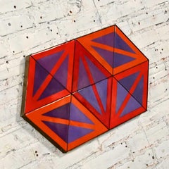 Vintage Ellamarie Woolley MCM Enamel on Copper Geometric Wall Sculpture #534