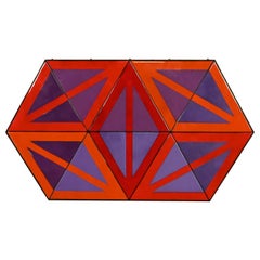 Vintage Ellamarie Woolley MCM Enamel on Copper Geometric Wall Sculpture #534
