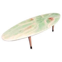 Vintage Elliptical Swirl Resin Table