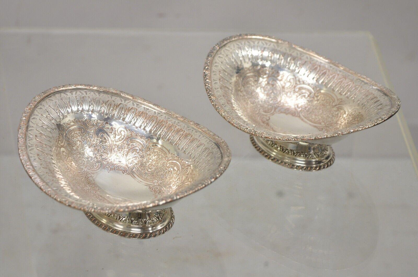 Edwardian Vintage Ellis Barker Silver Plated Copper Small Pedestal Dish Trinket Bowl For Sale