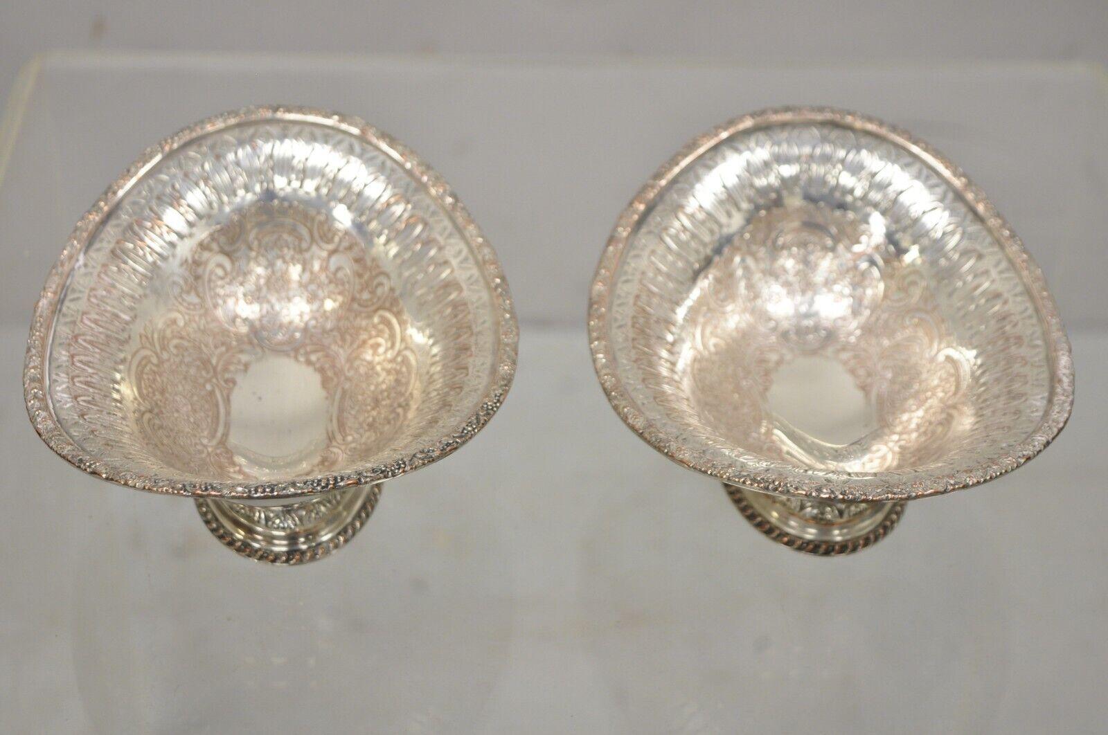 Ellis Barker - Petit bol à bijoux vintage en cuivre plaqué argent avec piédestal en vente 1