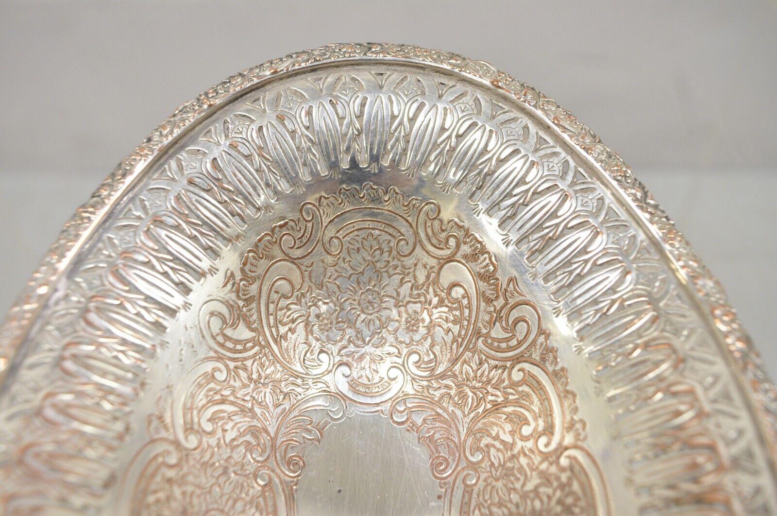 20th Century Vintage Ellis Barker Silver Plated Copper Small Pedestal Dish Trinket Bowl For Sale