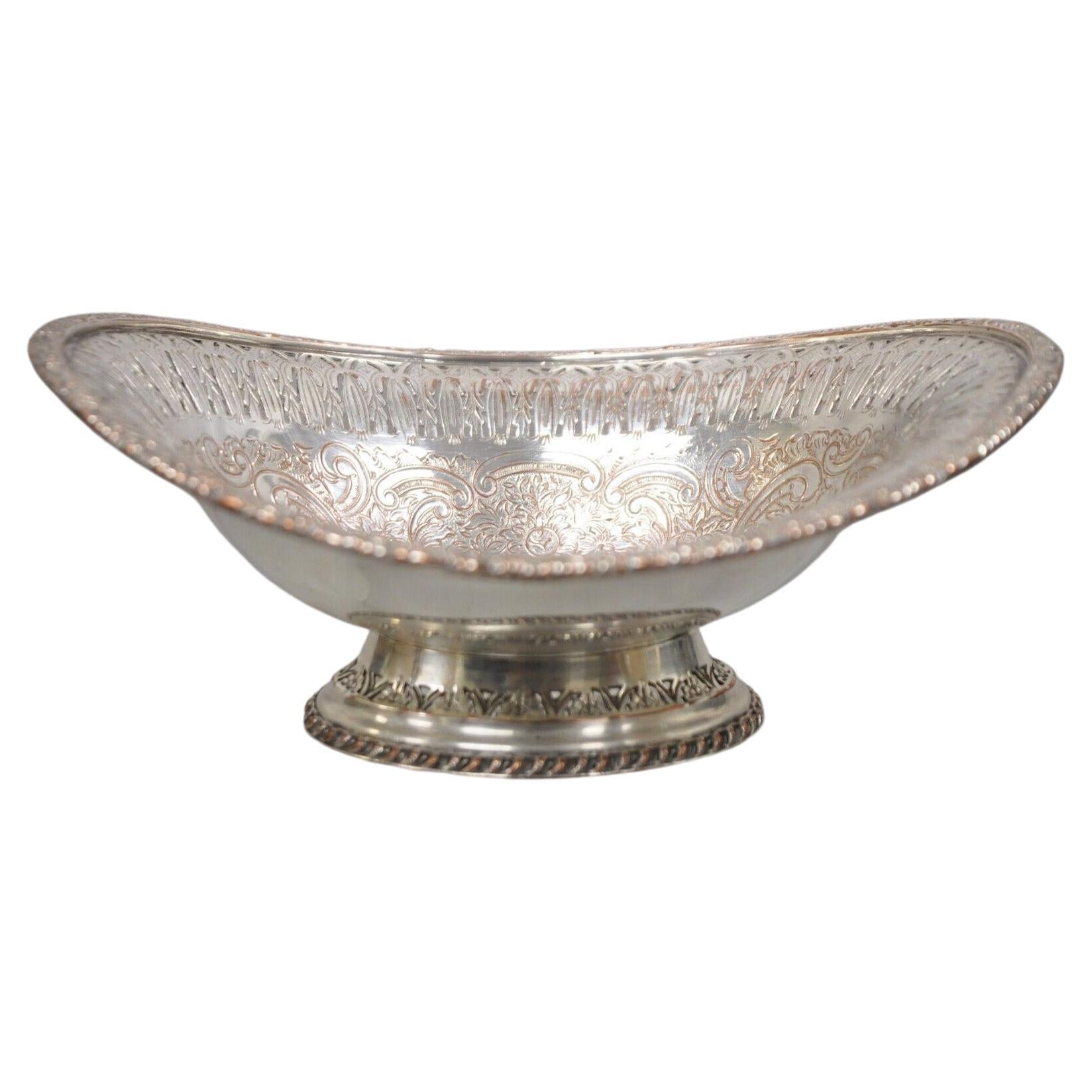 Vintage Ellis Barker Silver Plated Copper Small Pedestal Dish Trinket Bowl For Sale