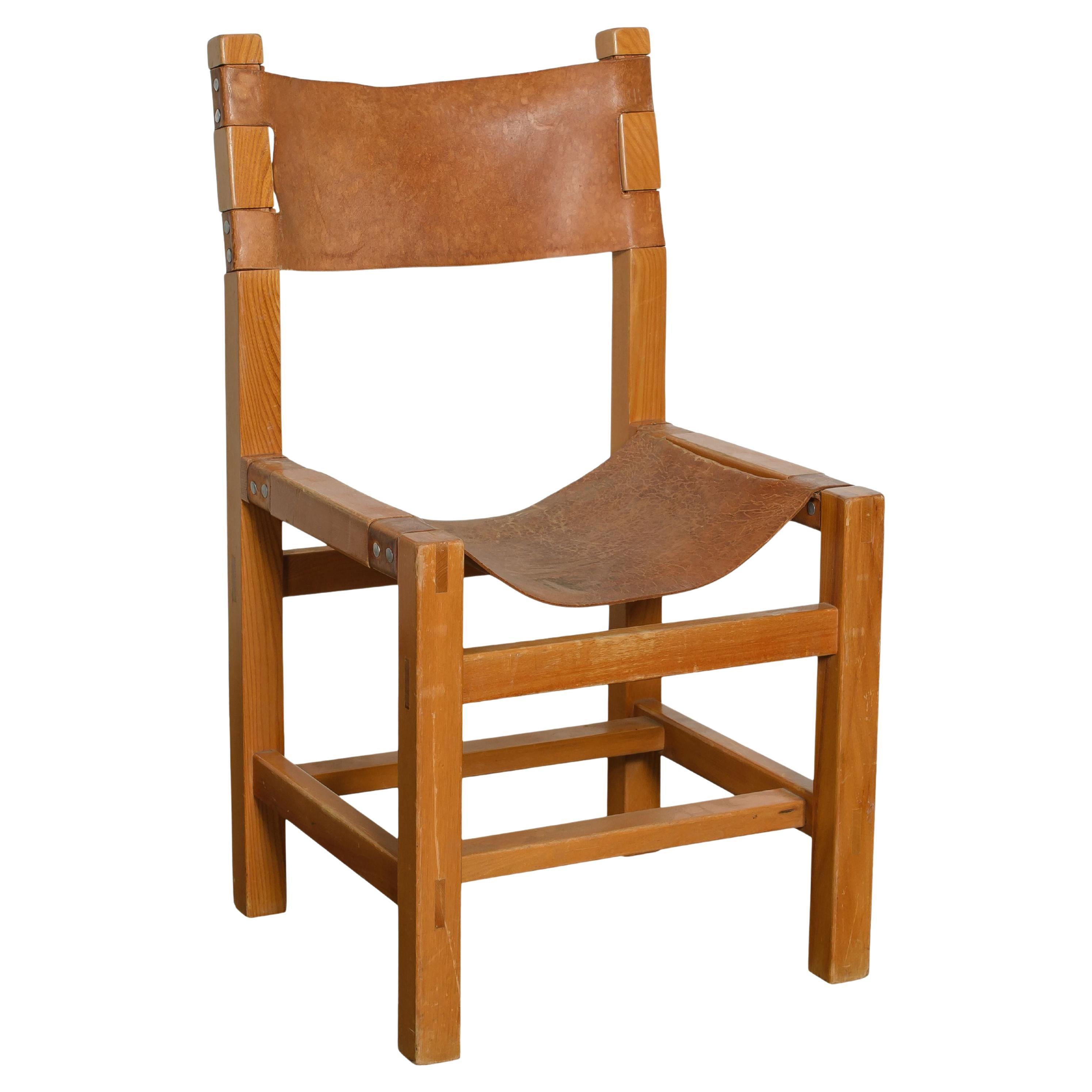 Vintage Elm and Leather Maison Regain Dining Chairs - Set of 6