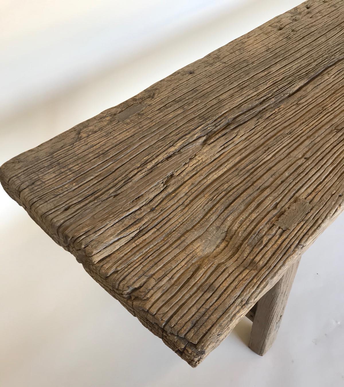 Vintage Elm Bench In Good Condition In Los Angeles, CA