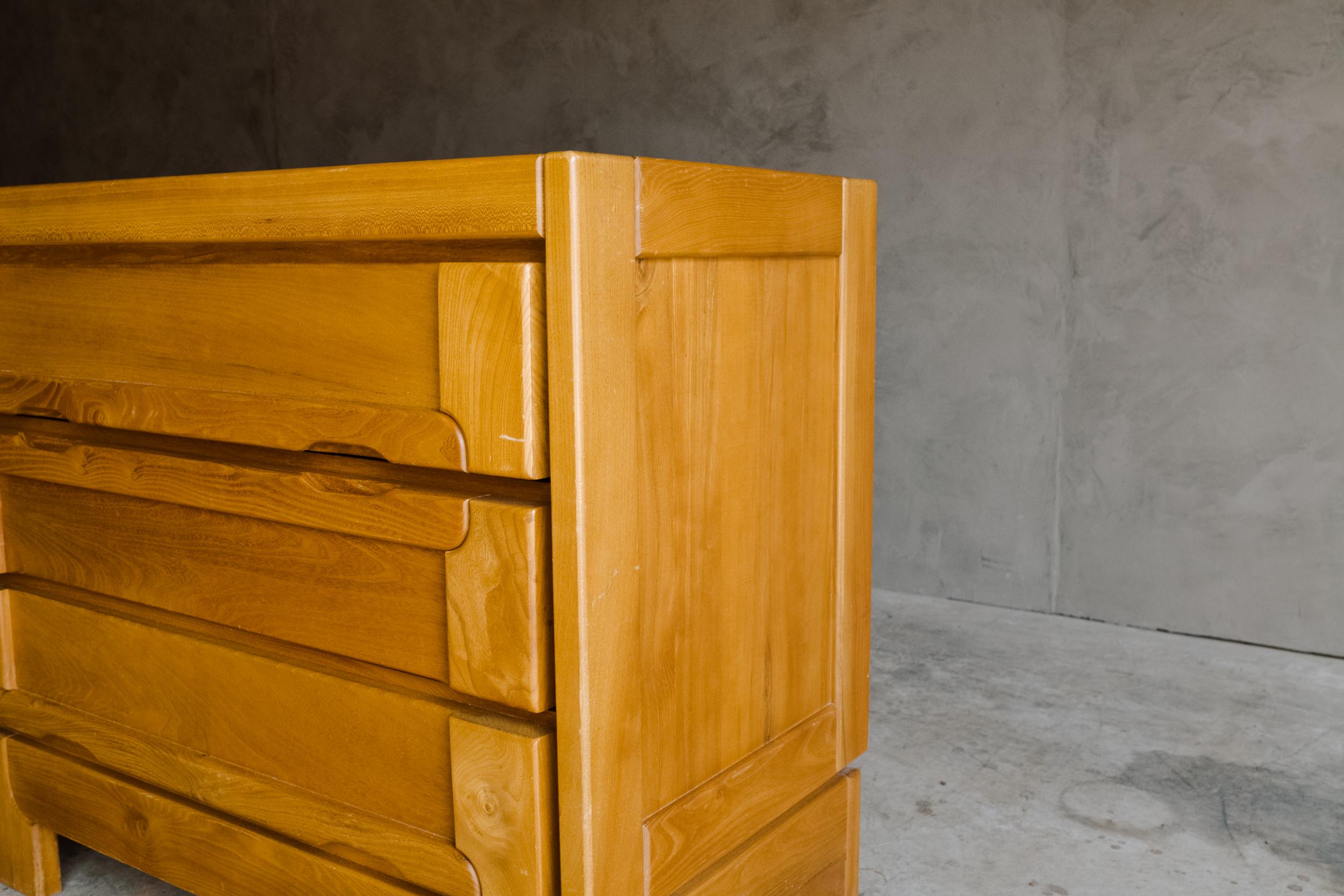 Mid-20th Century Vintage Elm Chest of Drawers from France, Circa 1960