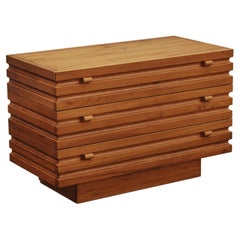Vintage Elm Chest Of Drawers From France, Circa 1960