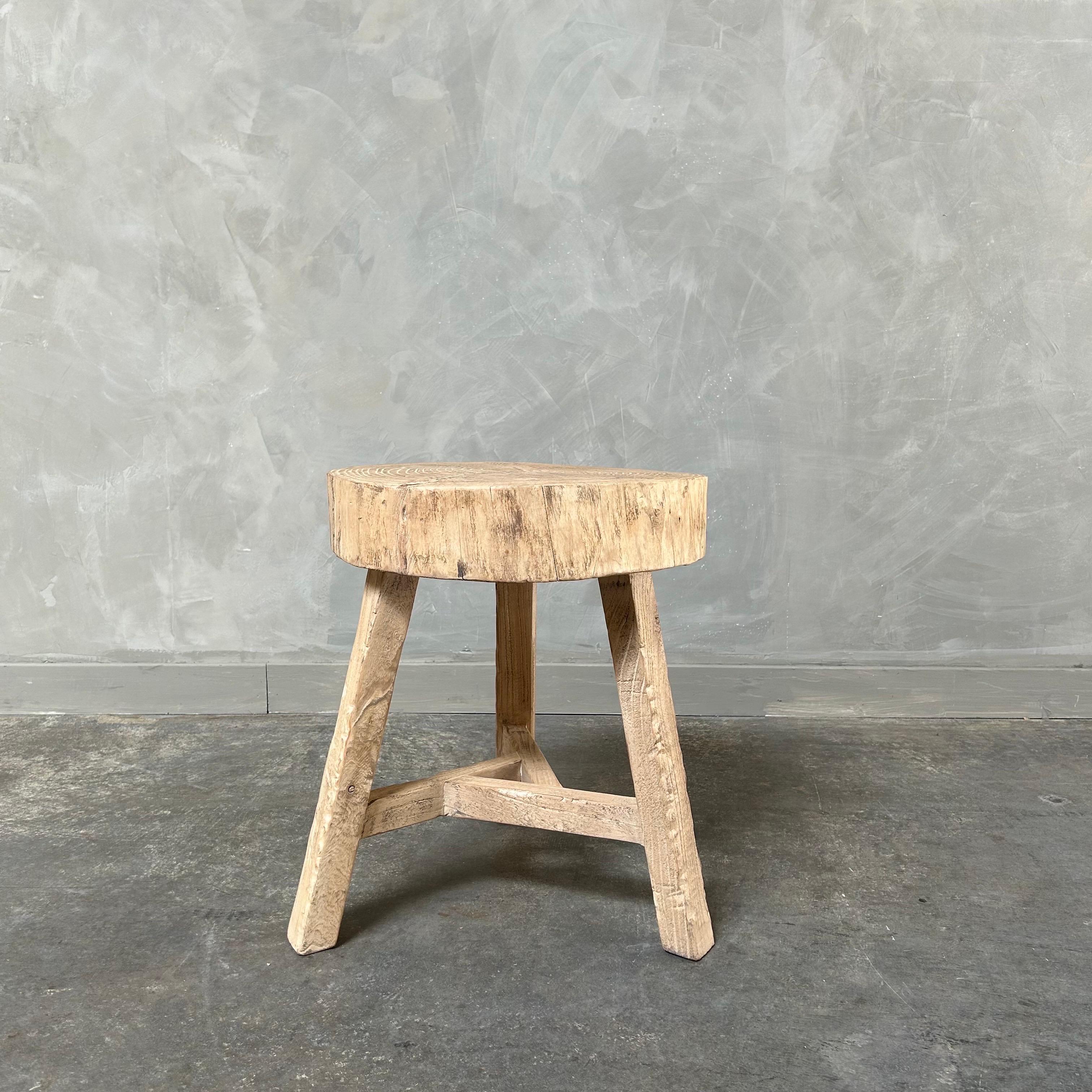 Vintage Elm Chop Block Table For Sale 5