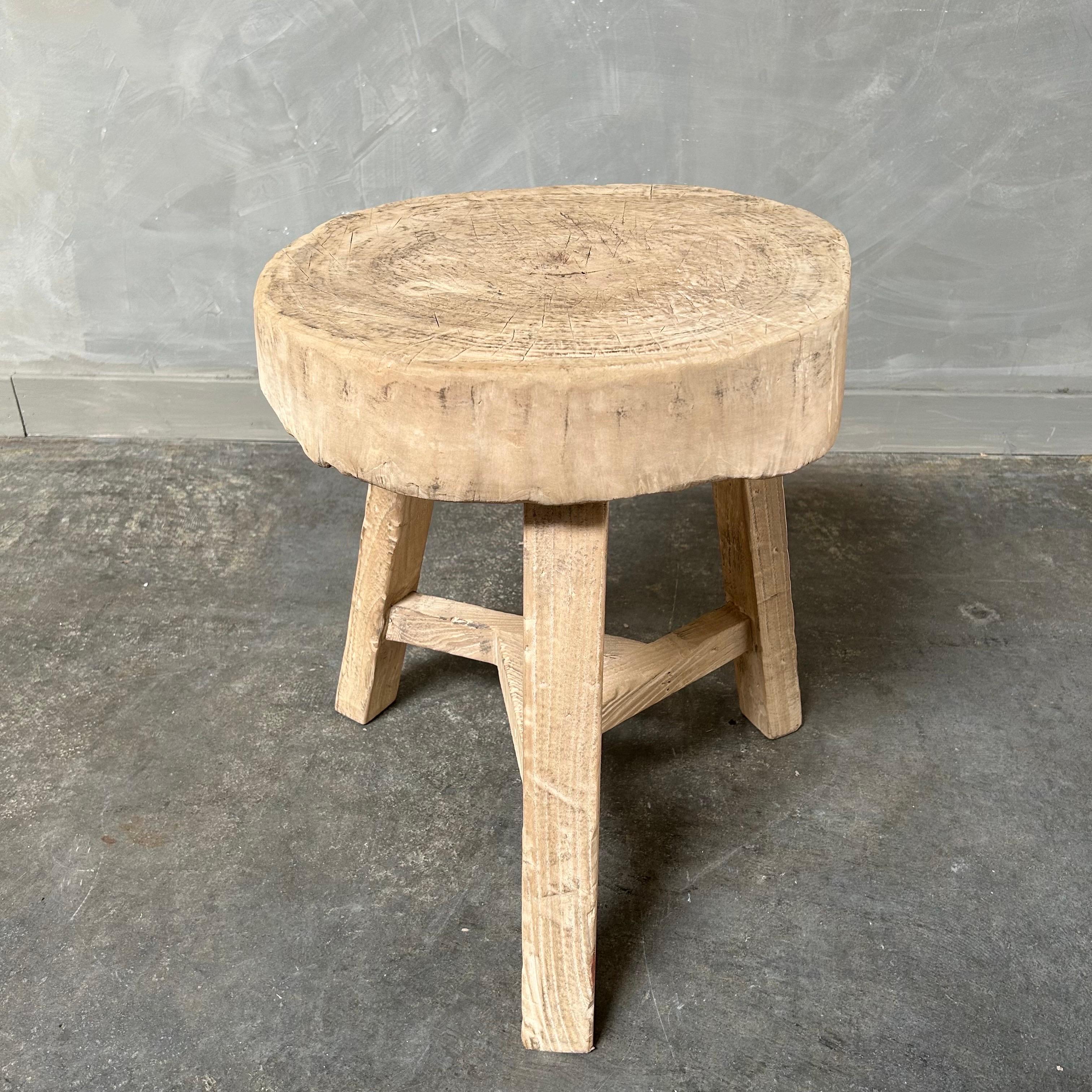 Vintage Elm Chop Block Table In Good Condition For Sale In Brea, CA